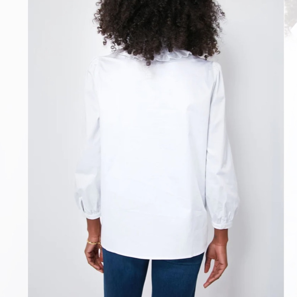 White Stretch Poplin Ruffle Neck Bouvier Blouse
TUCKERNUCK - Picture 4 of 10